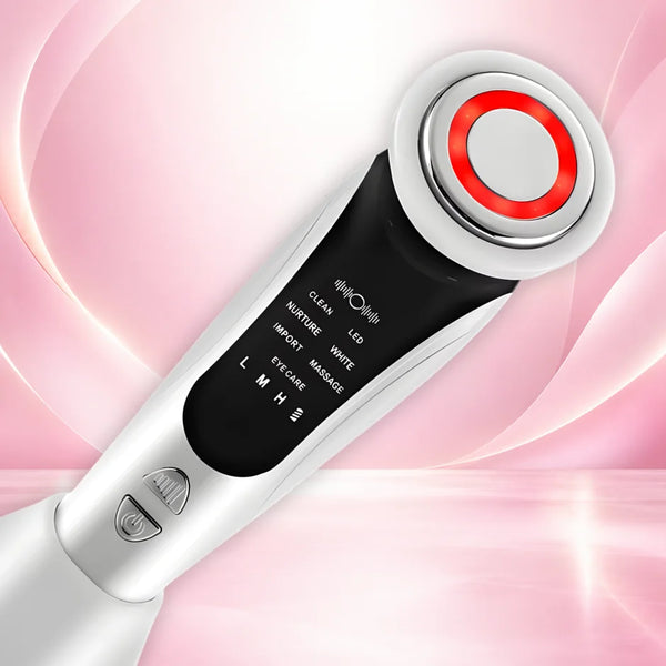 Masajeador Facial 7 en 1 con Tecnología LED por Microcorriente