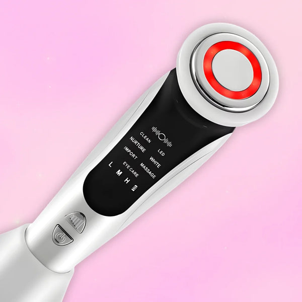 Masajeador Facial 7 en 1 con Tecnología LED por Microcorriente