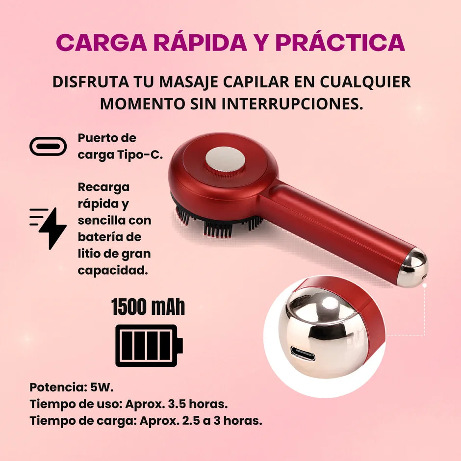 Cepillo Eléctrico de Masaje Capilar con Tecnología LED por Microcorriente