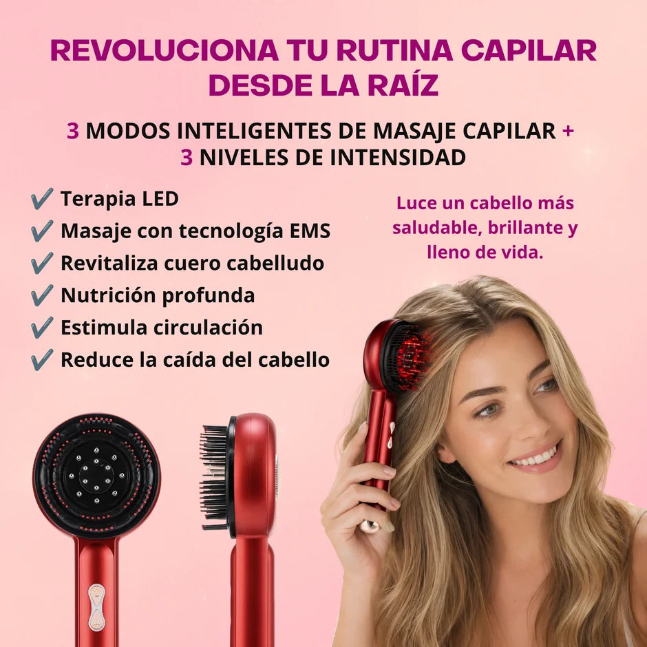 Cepillo Eléctrico de Masaje Capilar con Tecnología LED por Microcorriente
