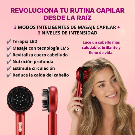 Cepillo Eléctrico de Masaje Capilar con Tecnología LED por Microcorriente