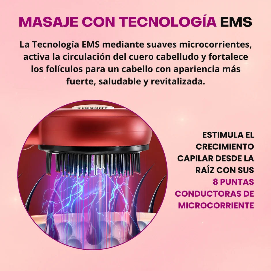 Cepillo Eléctrico de Masaje Capilar con Tecnología LED por Microcorriente