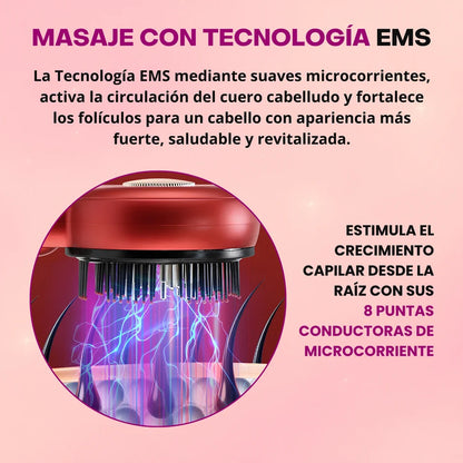 Cepillo Eléctrico de Masaje Capilar con Tecnología LED por Microcorriente