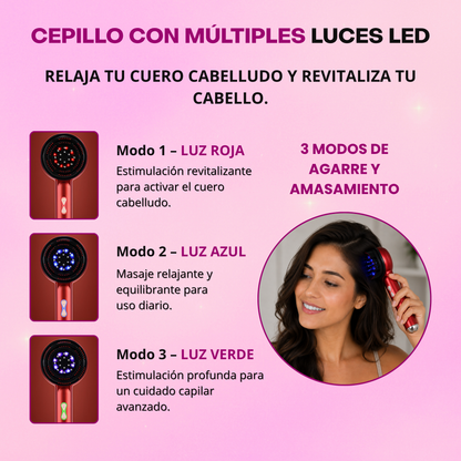 Cepillo Eléctrico de Masaje Capilar con Tecnología LED por Microcorriente
