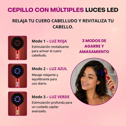 Cepillo Eléctrico de Masaje Capilar con Tecnología LED por Microcorriente