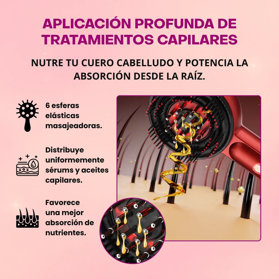 Cepillo Eléctrico de Masaje Capilar con Tecnología LED por Microcorriente
