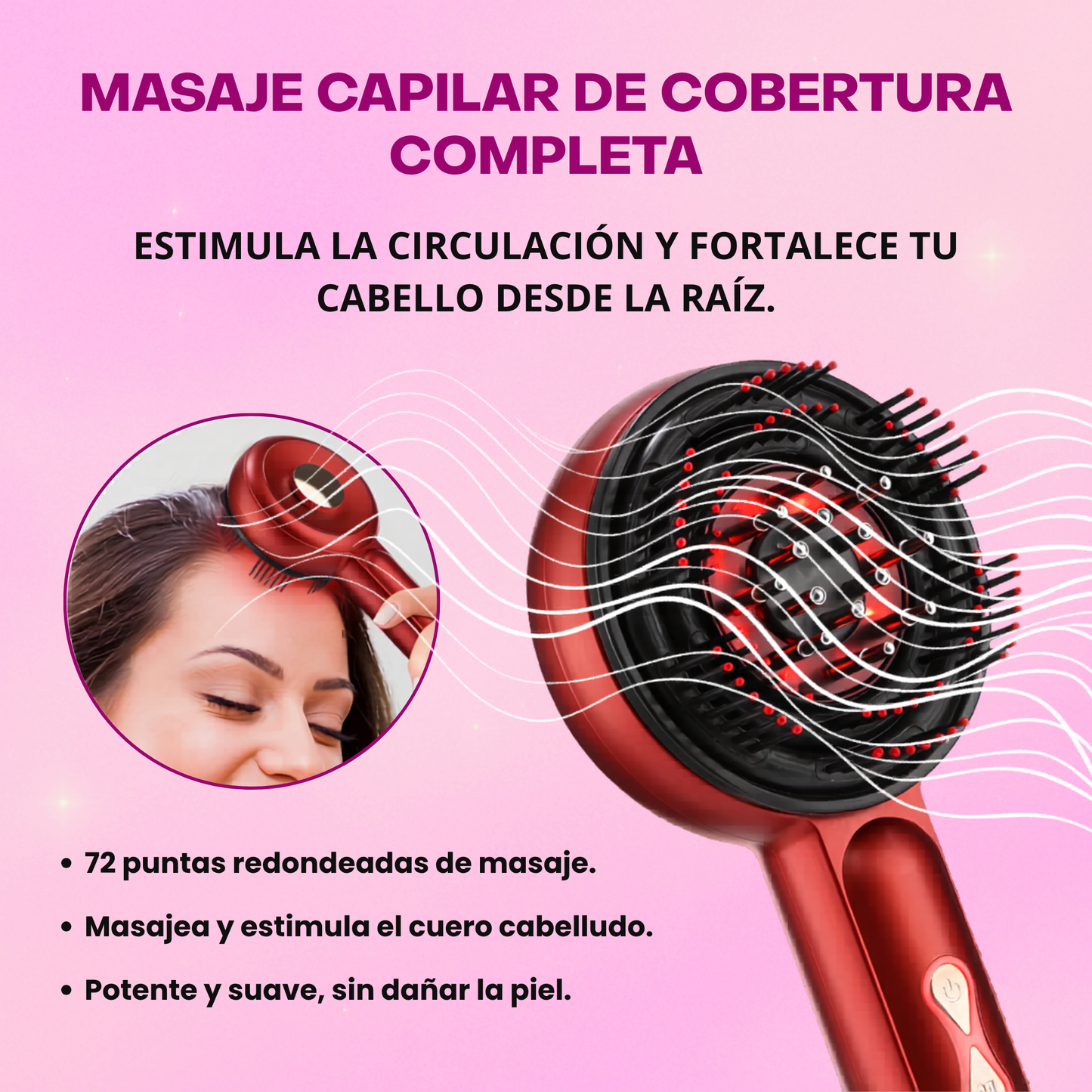 Cepillo Eléctrico de Masaje Capilar con Tecnología LED por Microcorriente