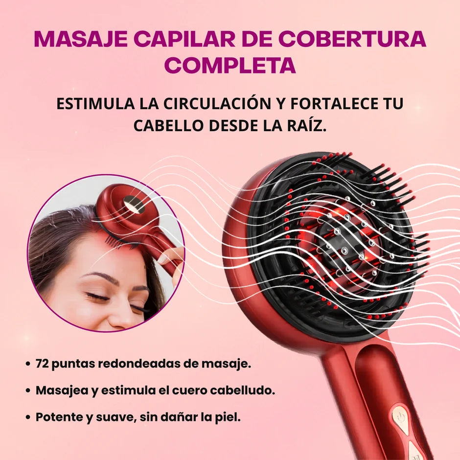 Cepillo Eléctrico de Masaje Capilar con Tecnología LED por Microcorriente