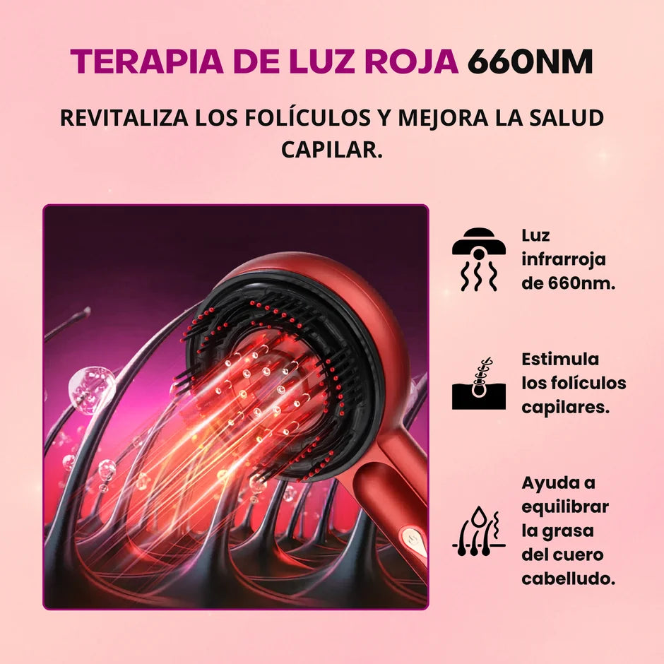 Cepillo Eléctrico de Masaje Capilar con Tecnología LED por Microcorriente