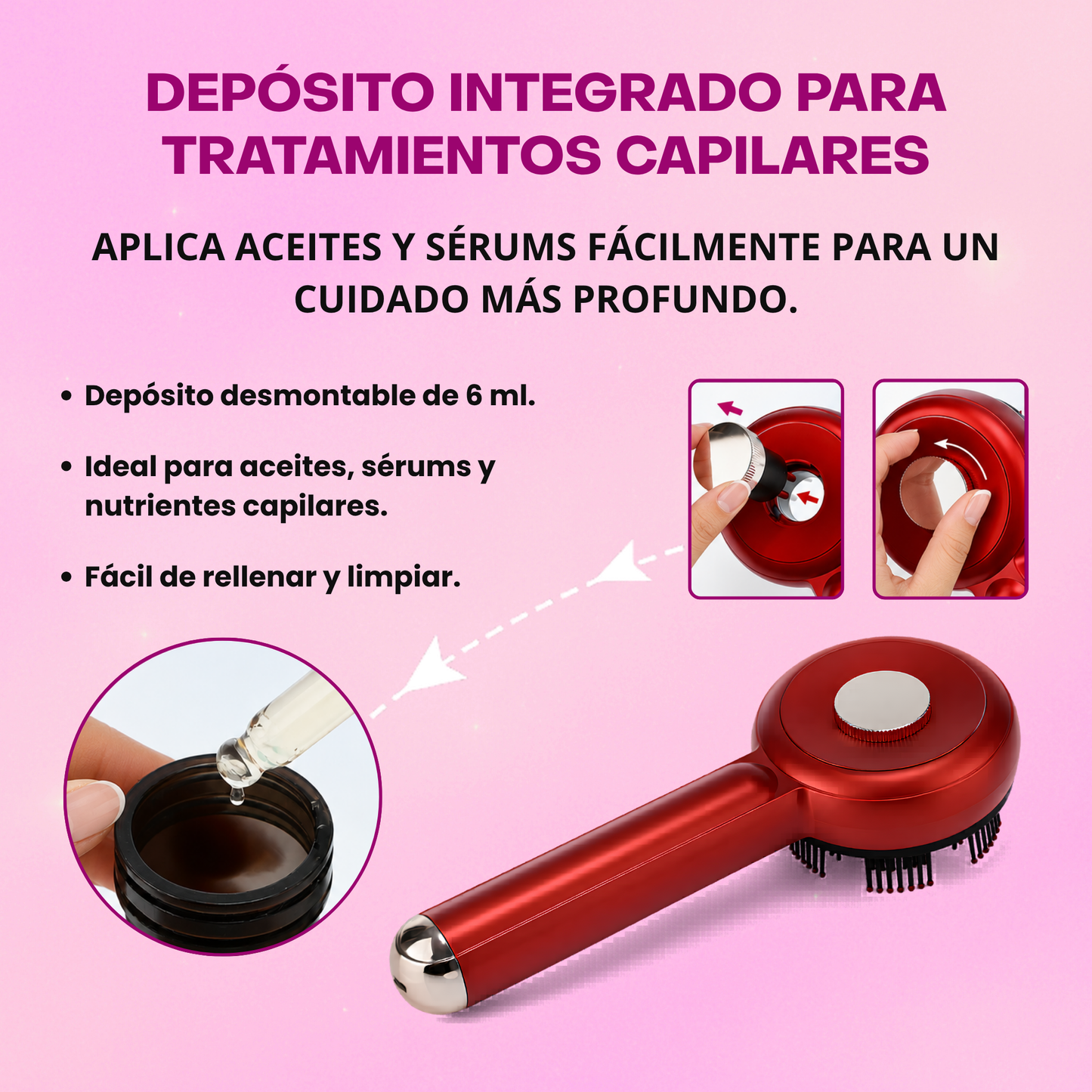 Cepillo Eléctrico de Masaje Capilar con Tecnología LED por Microcorriente