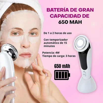 Masajeador Facial 7 en 1 con Tecnología LED por Microcorriente