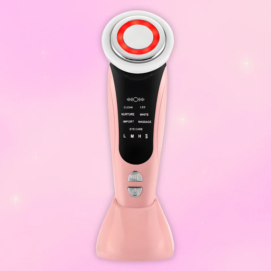 Masajeador Facial 7 en 1 con Tecnología LED por Microcorriente